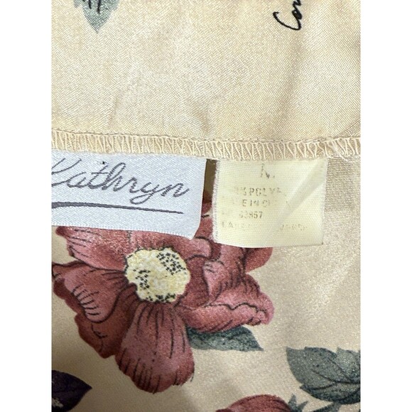 Vtg. Kathryn Spaghetti Strap Button Front Floral Purp/Red/Tan W/Flutter Hem Sz M - Picture 5 of 7